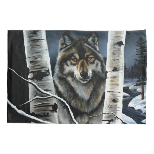 Alpha Timber Wolf Populierbomen Kussensloop (Achterkant)