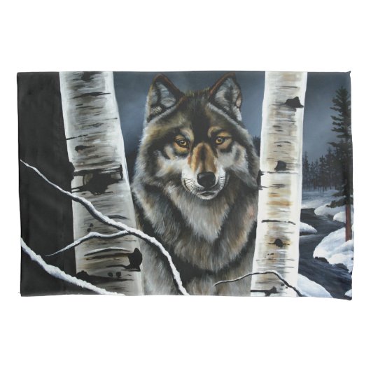 Alpha Timber Wolf Populierbomen Kussensloop (Voorkant)