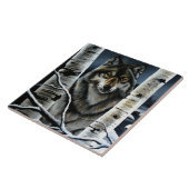 Alpha Timber Wolf Populierbomen Tegeltje (Zijkant)