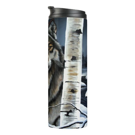 Alpha Timber Wolf Populierbomen Thermosbeker (Geroteerd rechts)