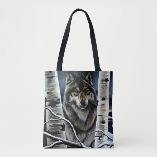 Alpha Timber Wolf Populierbomen Tote Bag (Voorkant)