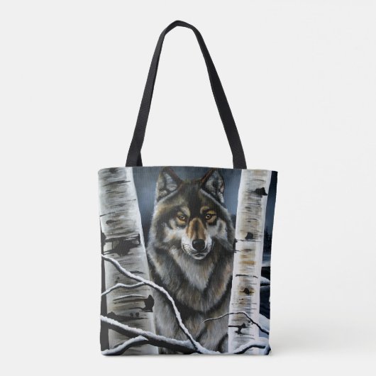 Alpha Timber Wolf Populierbomen Tote Bag (Achterkant)