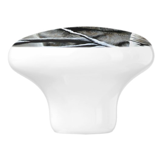 Alpha Timber Wolf Populierboom Keramische Knop (Zijkant)