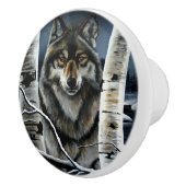 Alpha Timber Wolf Populierboom Keramische Knop (Rechts)
