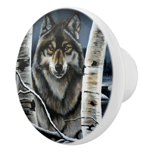 Alpha Timber Wolf Populierboom Keramische Knop (Rechts)