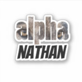 Alpha | Voornaam Wolf Eyes met zwarte typografie Sticker (Voorkant)