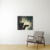 Alpha Wolf die 's nachts bij de volle maan springt Wandkleed (In Situ (horizontaal))