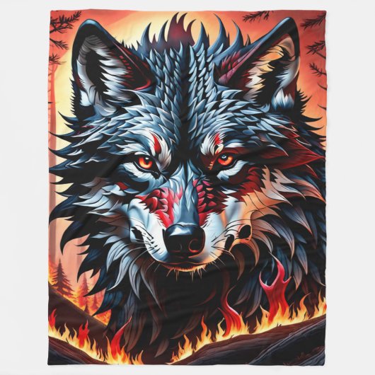 Alpha Wolf Fleece Deken (Voorkant)