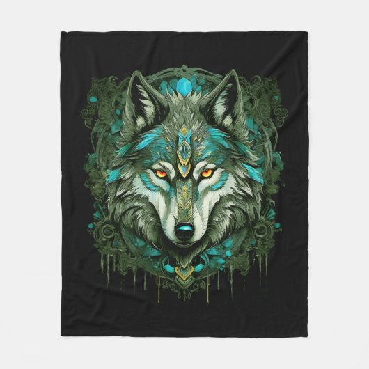 Alpha Wolf Fleece Deken (Voorkant)