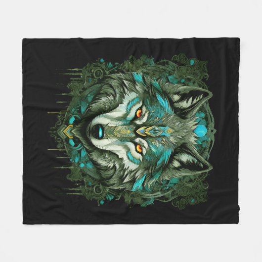 Alpha Wolf Fleece Deken (Voorkant (Horizontaal))