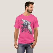 Alpha Wolf Howling bij Moon Blue Eyes Wolf Lover T-shirt (Voorkant volledig)