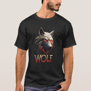 Alpha Wolf Kop Grafische T-Shirt - Rode Glowende O