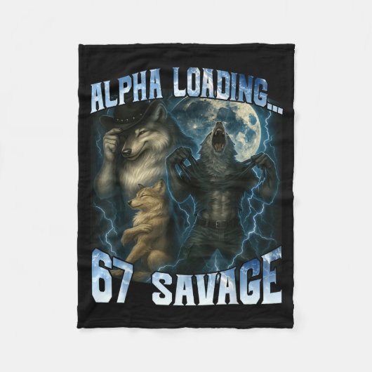 Alpha Wolf Loading 67 Percent Savage Funny Wolves Fleece Deken (Voorkant)