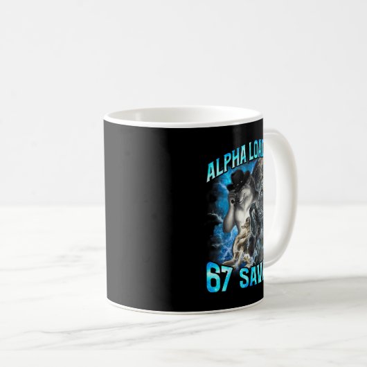 Alpha Wolf Loading 67 Percent Savage Funny Wolves Koffiemok (Voorkant rechts)