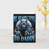 Alpha Wolf Wees Respectvol Tegenover Papa Funny Me Kaart (Gele Bloem)