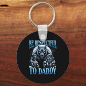 Alpha Wolf Wees Respectvol Tegenover Papa Funny Me Sleutelhanger (Voorkant)