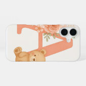 Alphabet A Floral Bear Phone Case iPhone 16 Hoesje (Achterkant horizontaal)