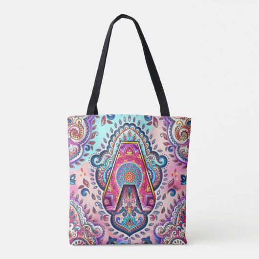 Alphabet A mandala Tote Bag (Achterkant)