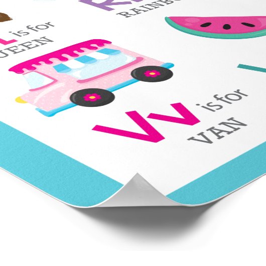 Alphabet A t/m Z Kinder Baby Nursery on Blue Poster (Hoek)