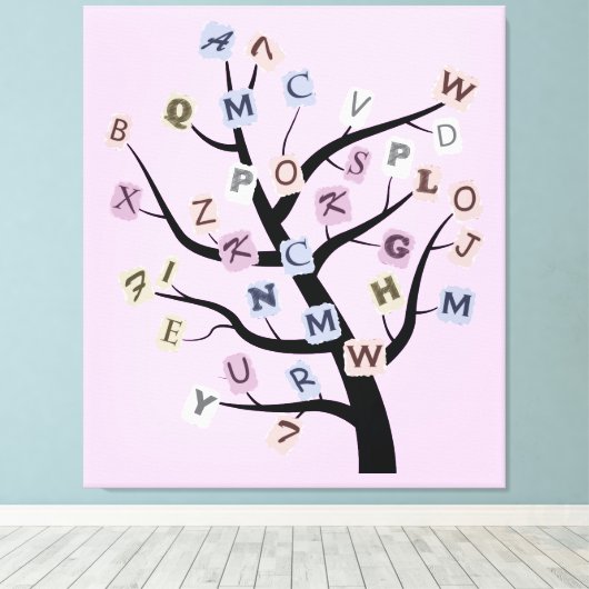 Alphabet ABC boom aangepaste verpakte canvas print (Insitu (Houten vloer))