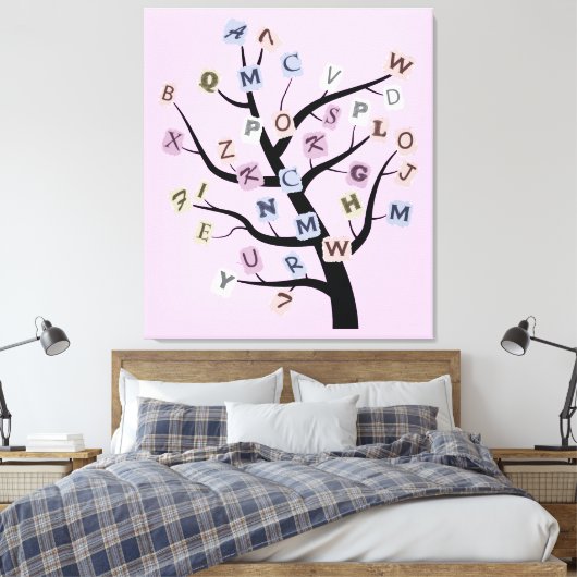 Alphabet ABC boom aangepaste verpakte canvas print (Insitu (Slaapkamer))