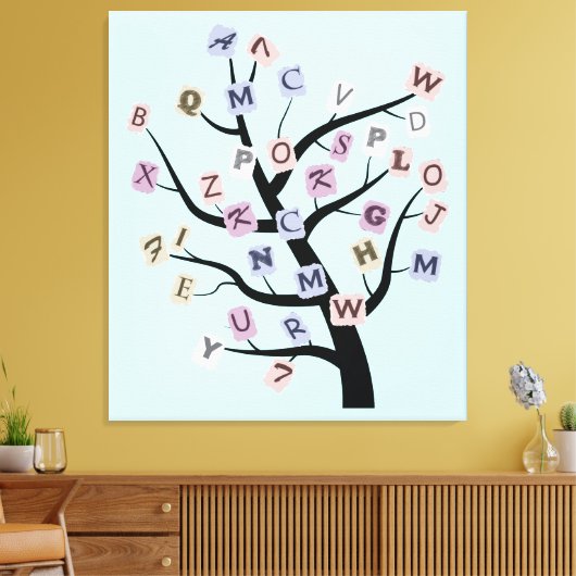 Alphabet ABC boom aangepaste verpakte canvas print (Insitu (Woonkamer))
