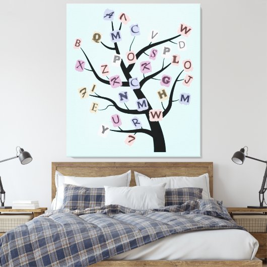 Alphabet ABC boom aangepaste verpakte canvas print (Insitu (Slaapkamer))