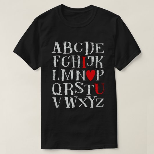 Alphabet ABC Heart Love Valentijnsdag Teacher T-shirt (Design voorkant)