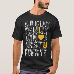 Alphabet ABC I Love U English Teacher Valentijns D T-shirt