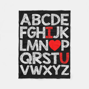 Alphabet ABC I Love U T Shirt Valentijnsdag Heart Fleece Deken