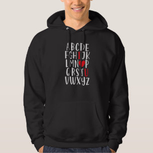 Alphabet Abc I Love You Heart Valentijn S Day Abc Hoodie