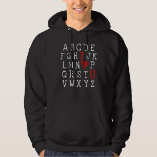 Alphabet ABC I Love You Printed Teacher Valentijns Hoodie