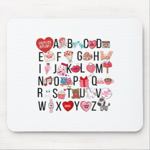 Alphabet Abc I Love You T Shirt Valentijnsdag Hea Muismat