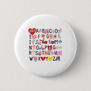 Alphabet Abc I Love You T Shirt Valentijnsdag Hea Ronde Button 5,7 Cm