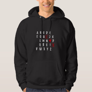 Alphabet ABC I Love You Valentijnsdag Heart Hoodie