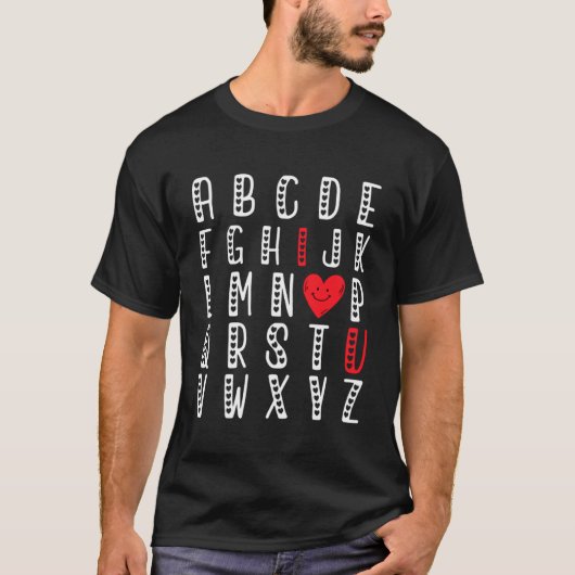 Alphabet ABC I Love You Valentijnsdag Meme T-shirt (Voorkant)