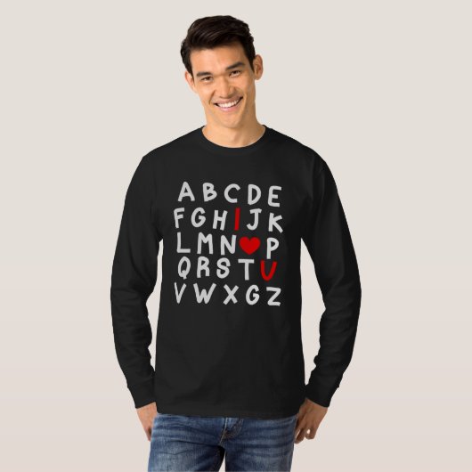 Alphabet ABC I Love You Valentines Day Heart T-shirt (Voorkant volledig)
