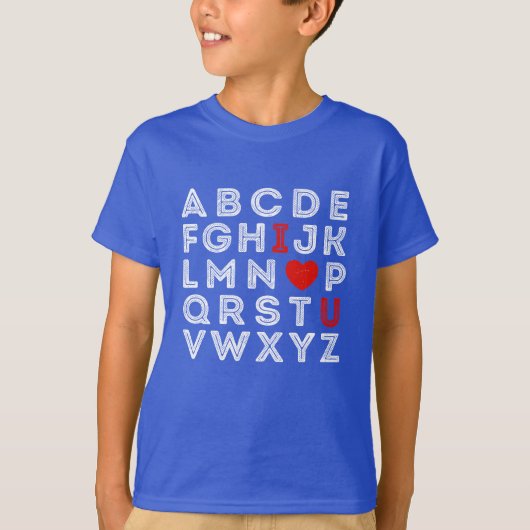 Alphabet ABC Ik hou van je T-shirt (Voorkant)