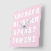 Alphabet Abc patroon roze witte crèche kinder kame Vierkante Klok (Hoek)