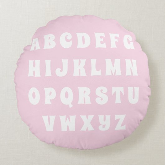 Alphabet Abc patroon roze witte reversibele crèche Rond Kussen (Voorkant)