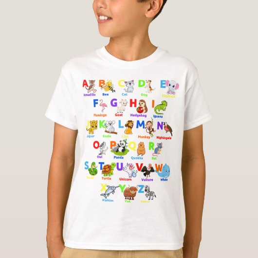 Alphabet Animal ABCs Learning Boy T-Shirt (Voorkant)