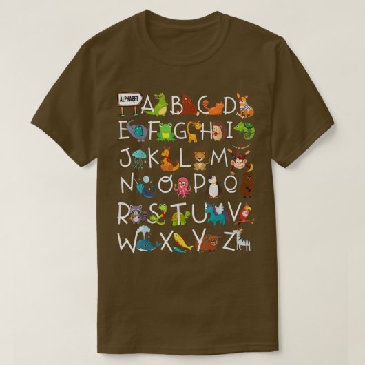 Alphabet Animal ABCs LearningKids Begin Learn Gift T-shirt (Design voorkant)