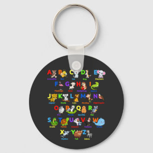 Alphabet Animal ABC's leren Basic Button Keychai Sleutelhanger