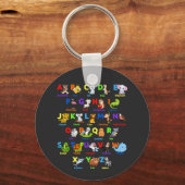 Alphabet Animal ABC's leren Basic Button Keychai Sleutelhanger (Voorkant)