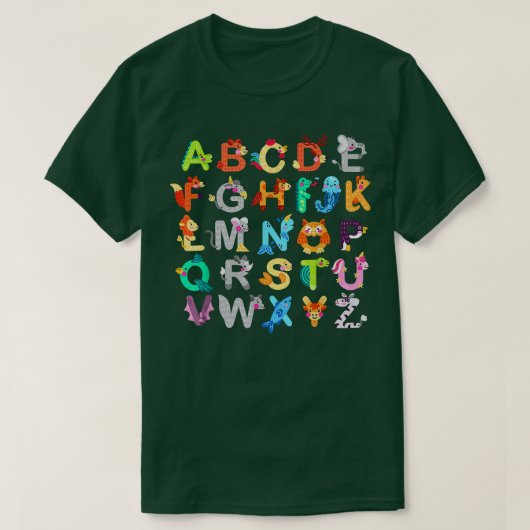 Alphabet Animal ABC's leren terug naar school T-shirt (Design voorkant)