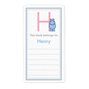 Alphabet Animal H is voor Hippo boekenplaten Etiket