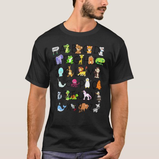 Alphabet Animals ABCs die T-shirt Kinderen leren B (Voorkant)