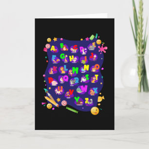 Alphabet Animals School Start Girls Boys Kaart