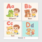 Alphabet Animals Sticker Sheet A–D (Vel)