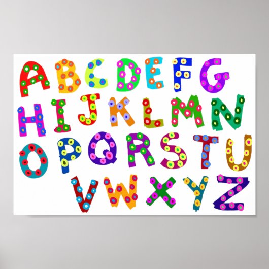 Alphabet Art Colorful Typography Moderne Kinder De Poster (Voorkant)